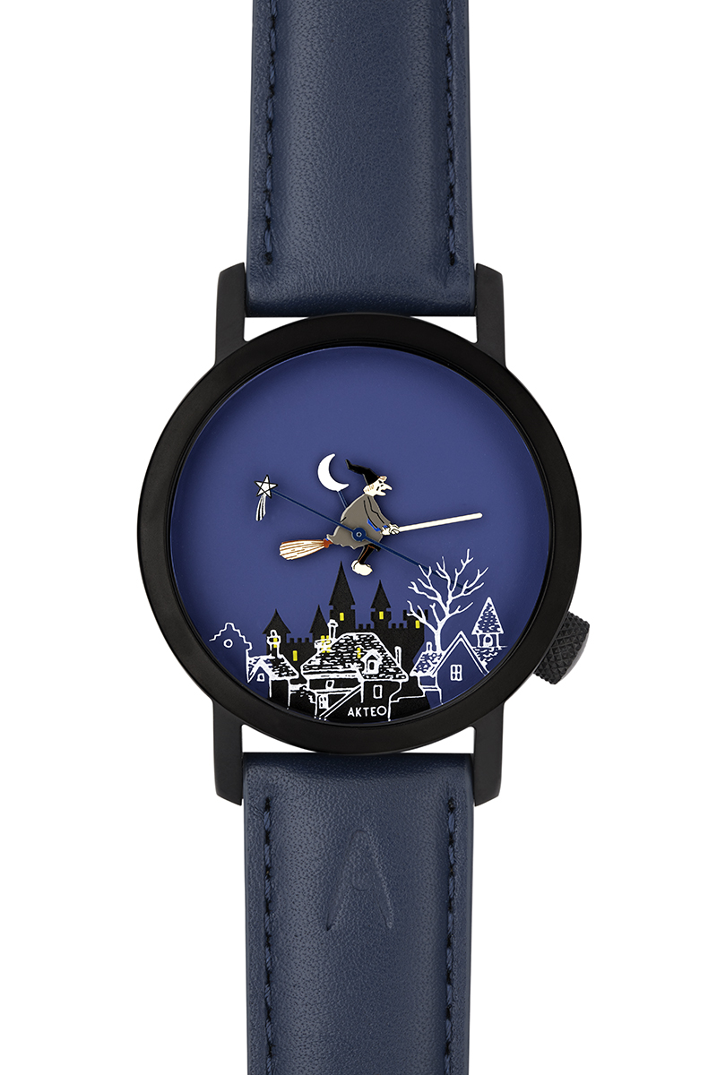 Bracelet Montre Akteo 25 Mm En Cuir Bleu - Neuf Avec étiquettes, Style Plat